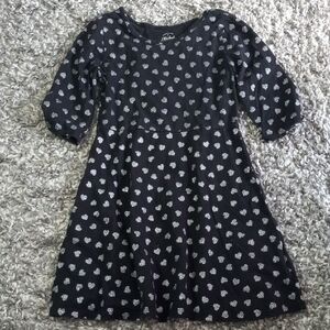 Kids Faded Glory Heart Patterned Black Kids Dress Size M 7/8 Girl